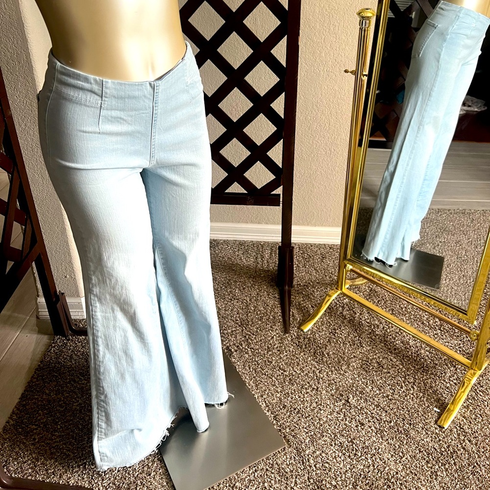 Free People stretch waist Light Denim Bell Bottoms